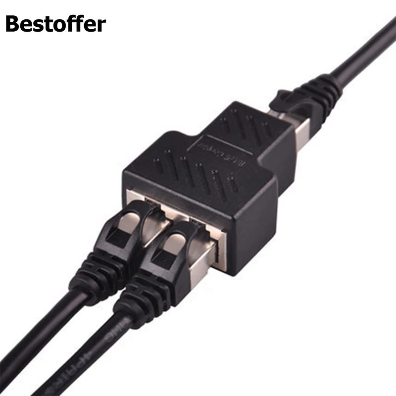 

CAT5 CAT6 RJ45 Female to Dual 2 Female Converter Splitter Coupler Ethernet Network 1 to 2 Use Simultaneously Adapter