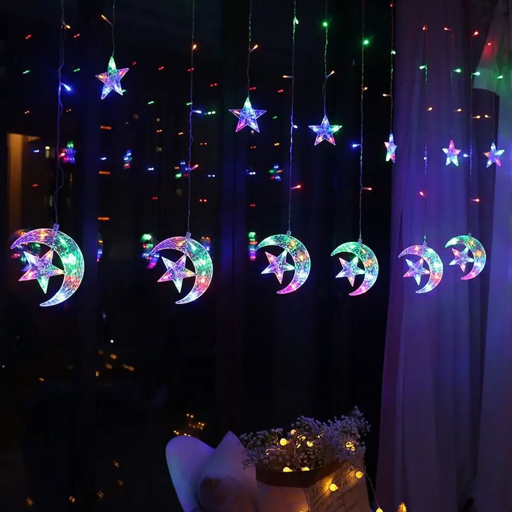 

LED 4m Light 138 Lamp Beads Romantic Atmosphere Light Strip Curtain Moon Hold Star Light Home Holiday Party Wedding Decoration