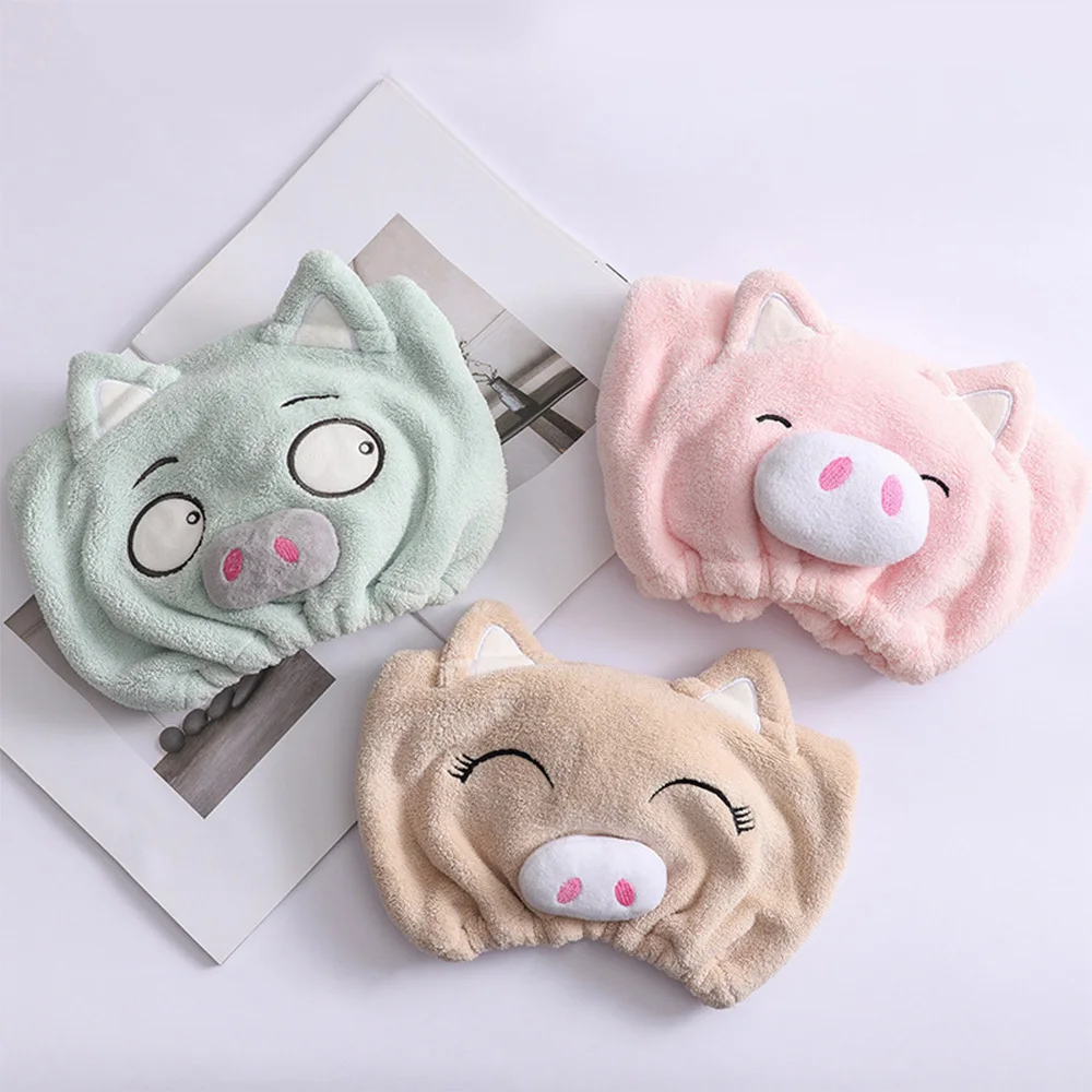 Милый мультяшный флуоресцентный тюрбан для волос из микрофибры женское