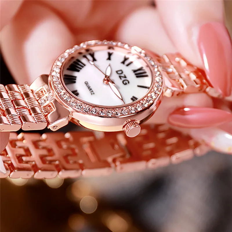 Женские часы в европейском и американском стиле модные с бриллиантовым стальным