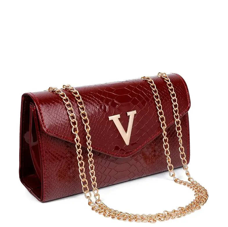 small Dark red Сумки из крокодиловой кожи, женская сумка высокого качества, женские сумки через плечо, испанская брендовая сумка на плечо с цепочкой, женская сумка Bolsos - Цвет: small Dark red