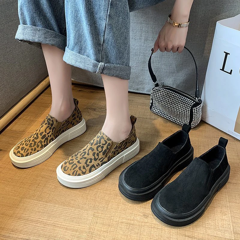 

2021 new sports shoes, leopard print shoes, lazy casual shoes, female Korean version, all-match single shoes with flat sole