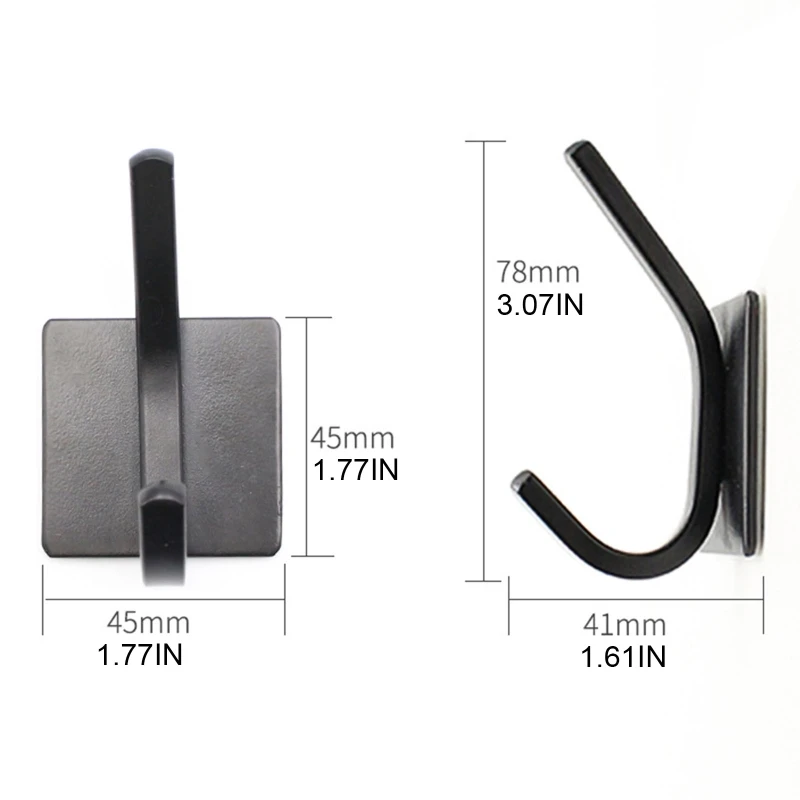 

4pcs/set Kitchen Stainless Steel Punch-free Square Wall Hook Bedroom Coat Hanger