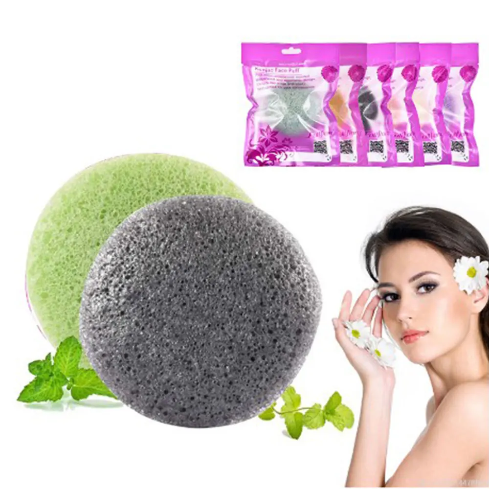 Бамбуковый уголь для мытья лица Konjac мягкая губка удаления кутикулы и жирности