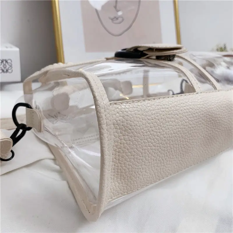 

Transparent Bags Women Summer Popular Korean Style Portable Crossbody Leisure PVC Female All-match Fashion Jelly Bag Casual Tote
