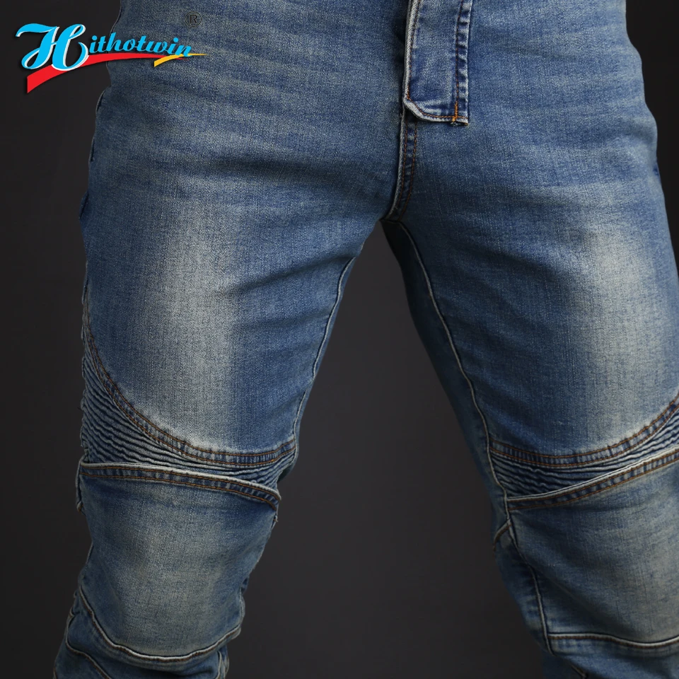 Мужские облегающие мотоциклетные джинсы для езды на мотоцикле брюки с защитой от