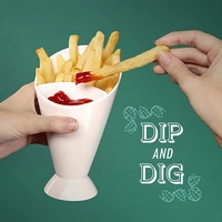 french fry chips cone salad dipping cup potato tool assorted sauce ketchup jam dip cup snack bowl tableware kitchen accessories