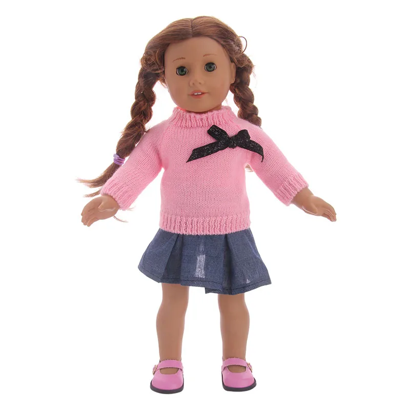 Свитер ручной работы + джинсовая юбка с бантом украшение для 18-дюймовой