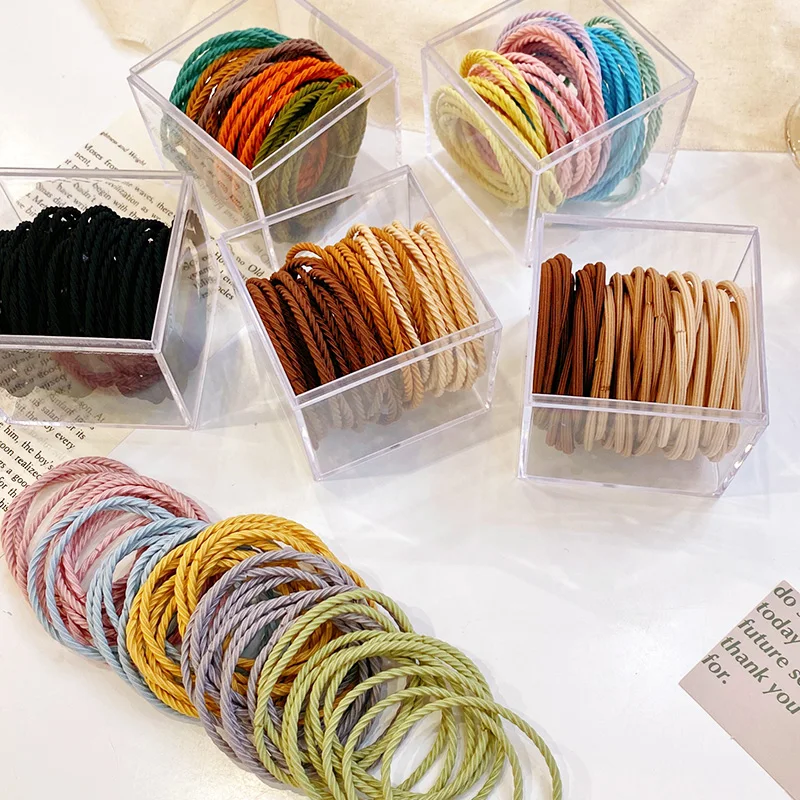 

8/10/50 Pcs/Set New Women Girls Simple Elegant Solid Elastic Hair Bands Lady Soft Scrunchies Rubber Bands Kids Hair Accessories