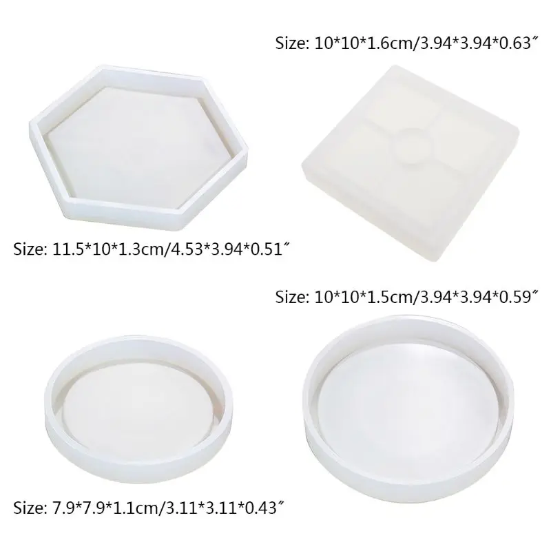 

10 Pcs/set Silicone Coaster Molds Clear Epoxy Molds for Casting with Resin Concrete Geometric Silastic Moulds