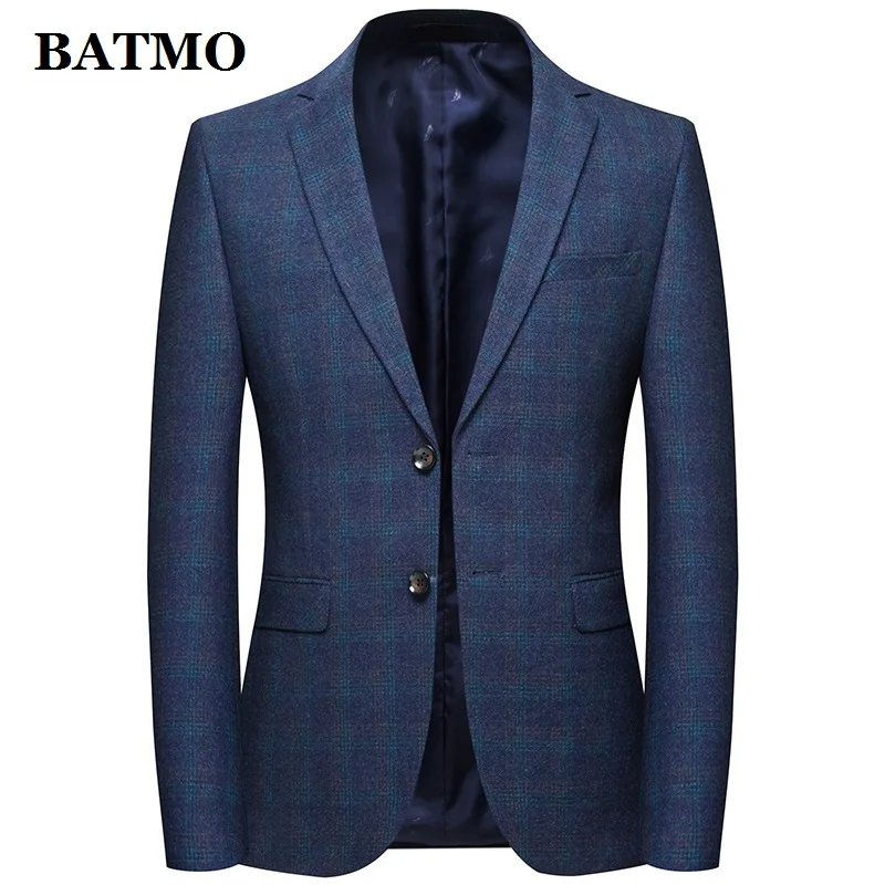 

BATMO 2020 new arrival spring plaid casual blazer men,men's casual jackets,plus-size XX-7XL 8120