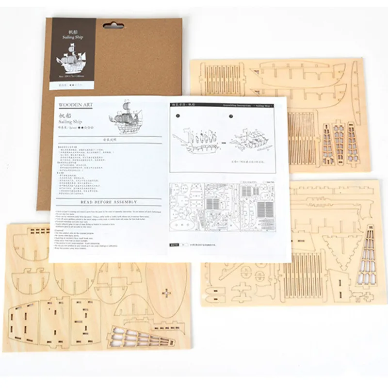 

3D Wooden Puzzle Model DIY Handmade Mechanical Toys for Children Adult Kit Game Assembly Ships Train Airplane