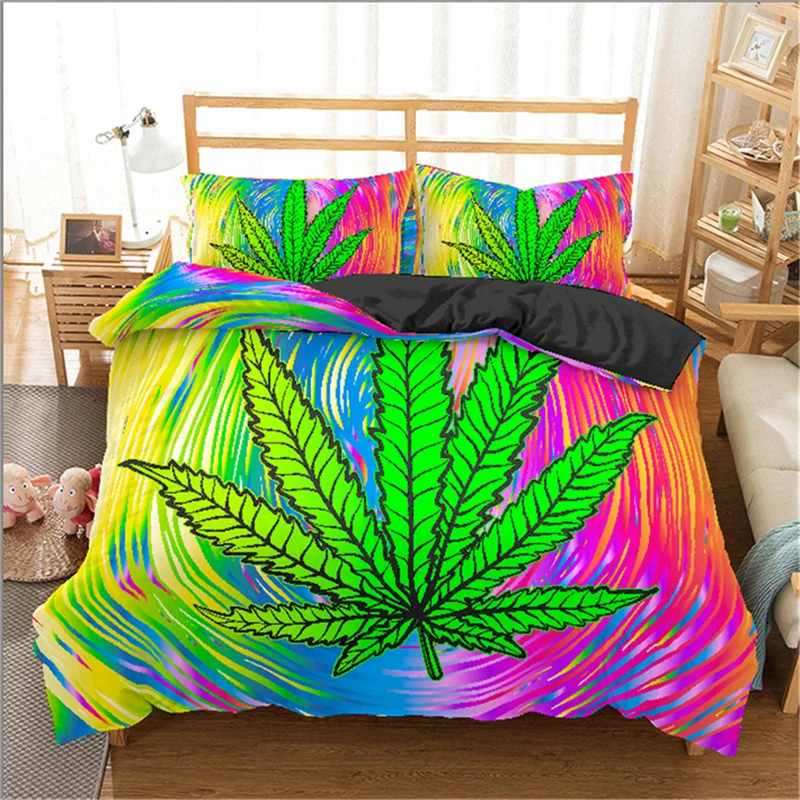 

Toronto Maple Leafs Bedding Set Printed Comforter Duvet Cover Weed Leaves 100% Microfiber Quilt Cover 150x200cm Queen King Size