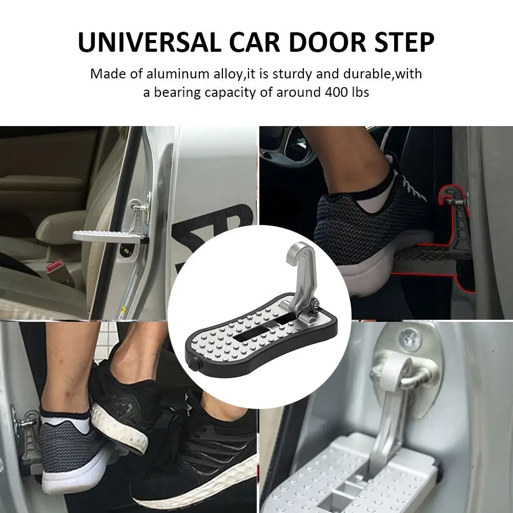 

Car Door Step Pedal Universal Auto Rooftop Luggage Ladder Hooked Foot Pegs Doorstep Safety Hammer