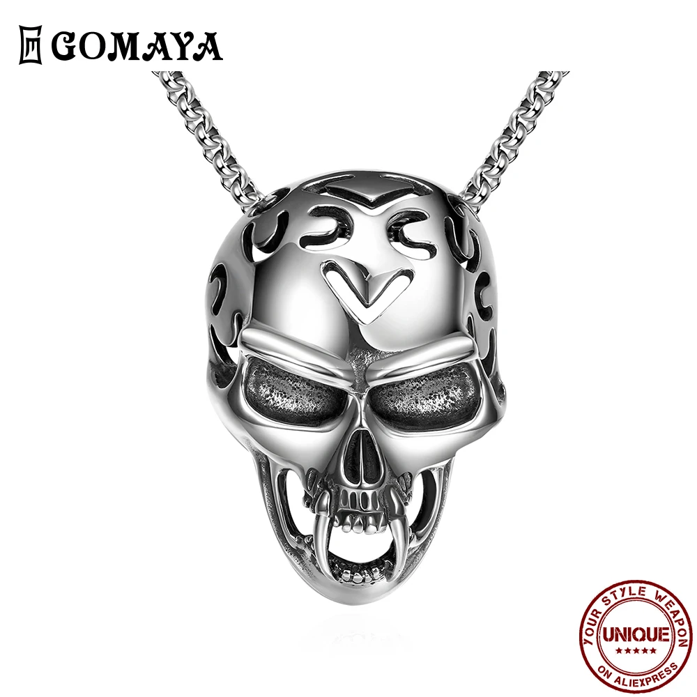 GOMAYA ожерелье с подвеской в виде черепа из нержавеющей стали мужские стильные