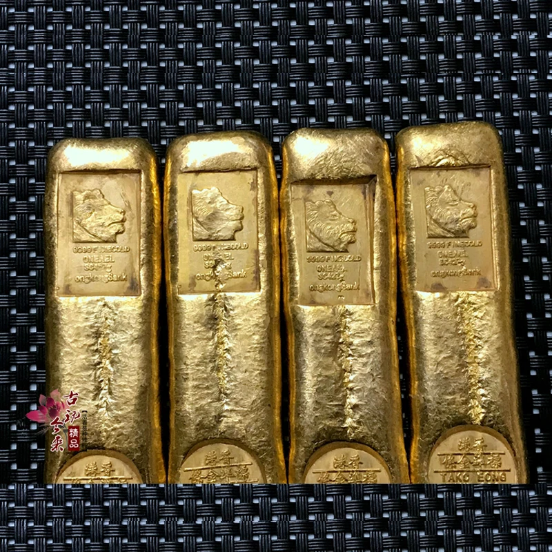 Гонконгская длинная голова льва позолоченный золотой слиток домашний Декор