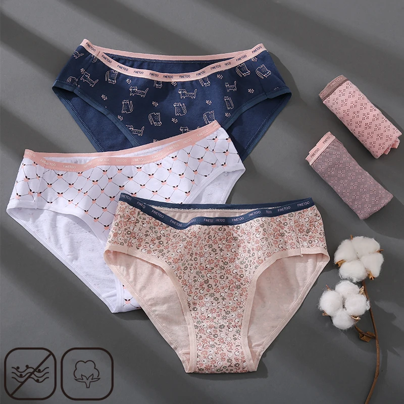 Трусы женские FINETOO с цветочным принтом 1/2 шт. хлопок M-XXL | Женская одежда