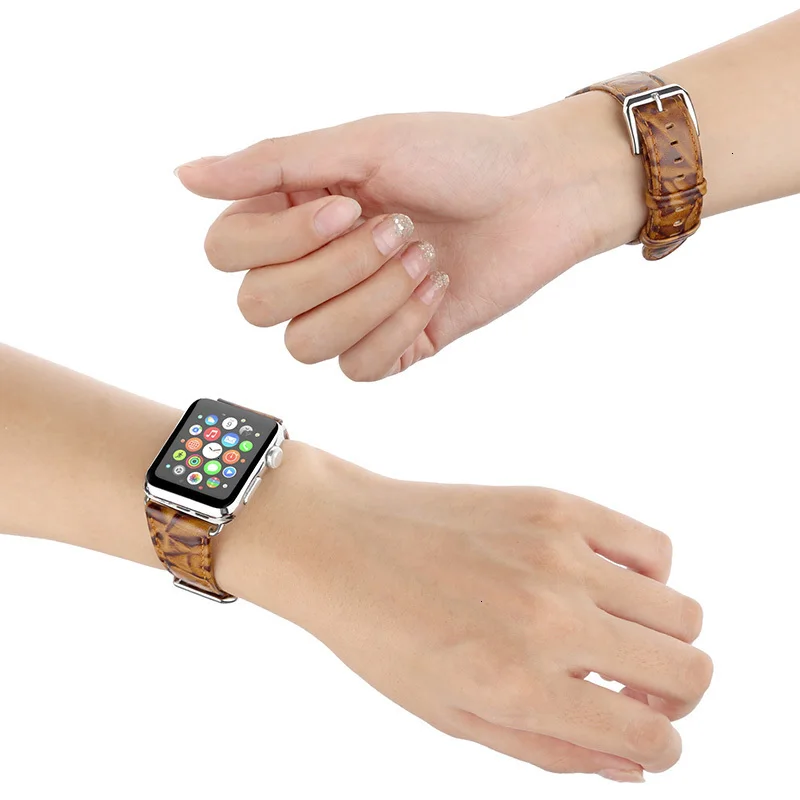 Ремешок из натуральной кожи для Apple Watch 42 мм 38 мм браслет с ретро текстурой Crazy Horse для iWatch все версии коричневый