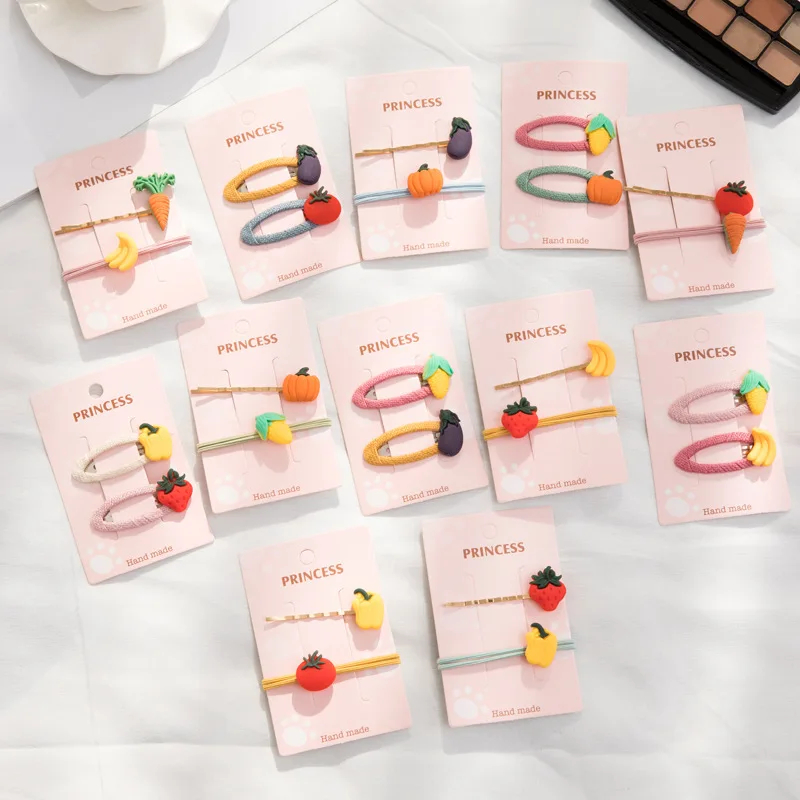 

New Korean Children's Fabric Fruit Vegetable Hair Clip Hair Rope BB Clip Girls Sweet Hairpins Hair Accessories Fashion Headwear