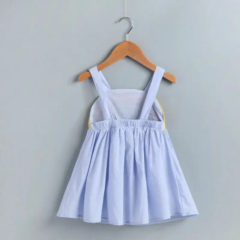 Платье для девочек летняя одежда маленьких короткое Радужное платье на бретелях