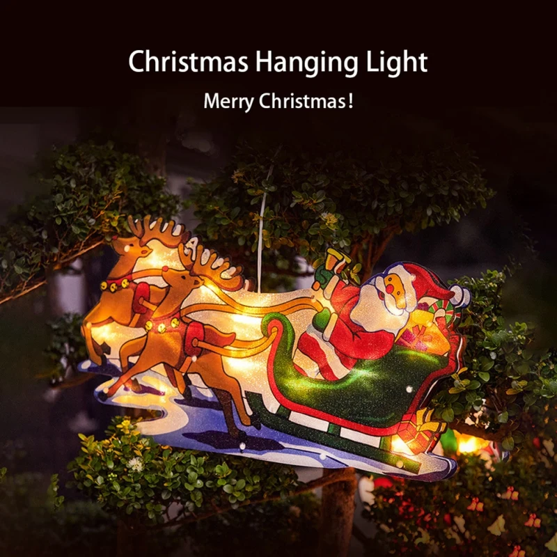 

Christmas Led Window Suction Cup Hanging Lamp Elk Santa Snowman Christmas Tree Holiday Lamp Merry Christmas LED Lamps For Home