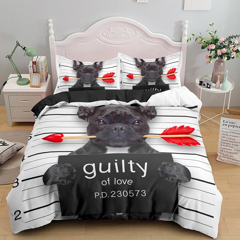 Комплект постельного белья Веселая собака с принтом животных одиночное двойное