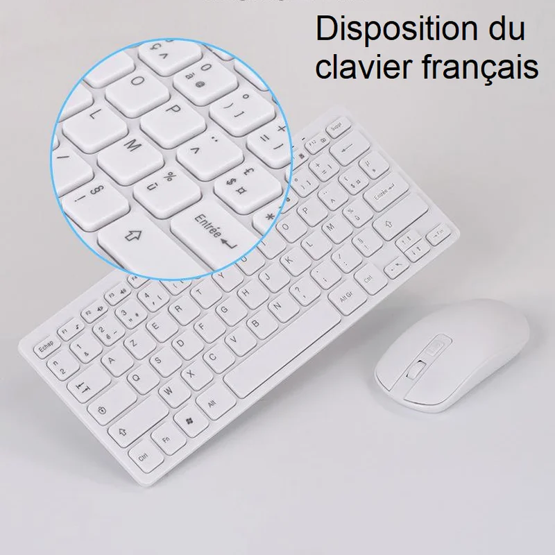 Французская беспроводная клавиатура и мышь 2 4G FR(AZERTY) портативная мини-клавиатура
