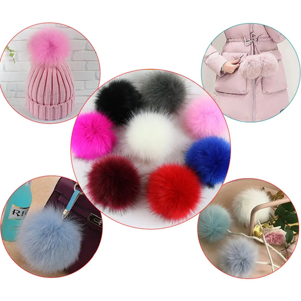 Милый помпон из лисьего меха со съемным меховым пушистым помпоном с кнопкой для