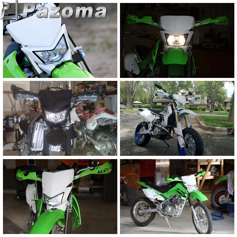 Для уличным Мотокросс двойной Спорт, обтекаемые фары для Kawasaki KMX KX KLX KLR KLE ZZR KDX 110 125 140 250 300 450 650 WR