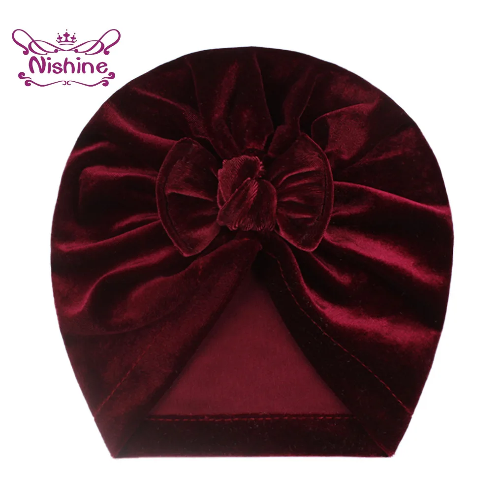 11 Цвета золото бархат шапки для новорожденных повязка на голову кепки осень-зима