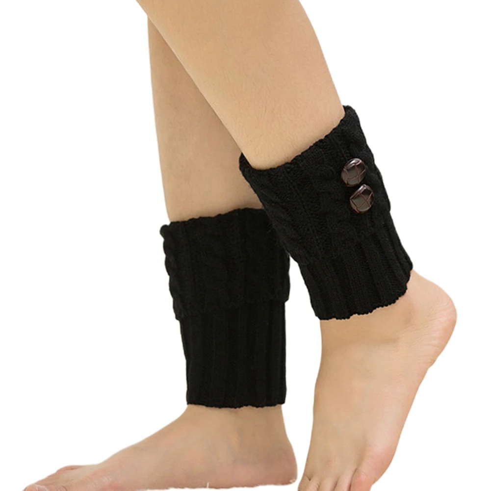 Женские зимние вязанные гетры с пуговицами, носки, короткие сапоги, манжеты, Женский вязаный манжет для ботинок, вязанные гетры, носки