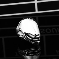 gothic domineering venom skull ring for men punk hip hop stainless steel biker ring cool men fashion jewelry gift wholesale