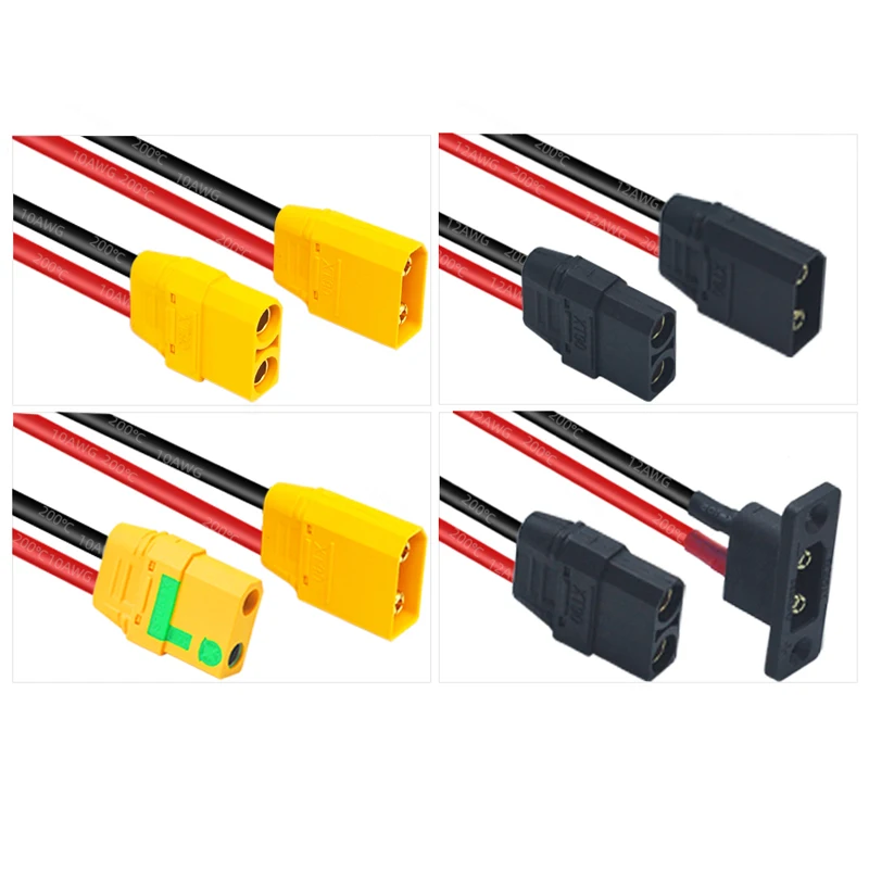 

1Pair Amass XT90H/XT90S/XT90E Cable Connector Gold-plated Battery Plug with 10AWG 12AWG Silicone Wire 10cm 15cm 20cm for RC UAV