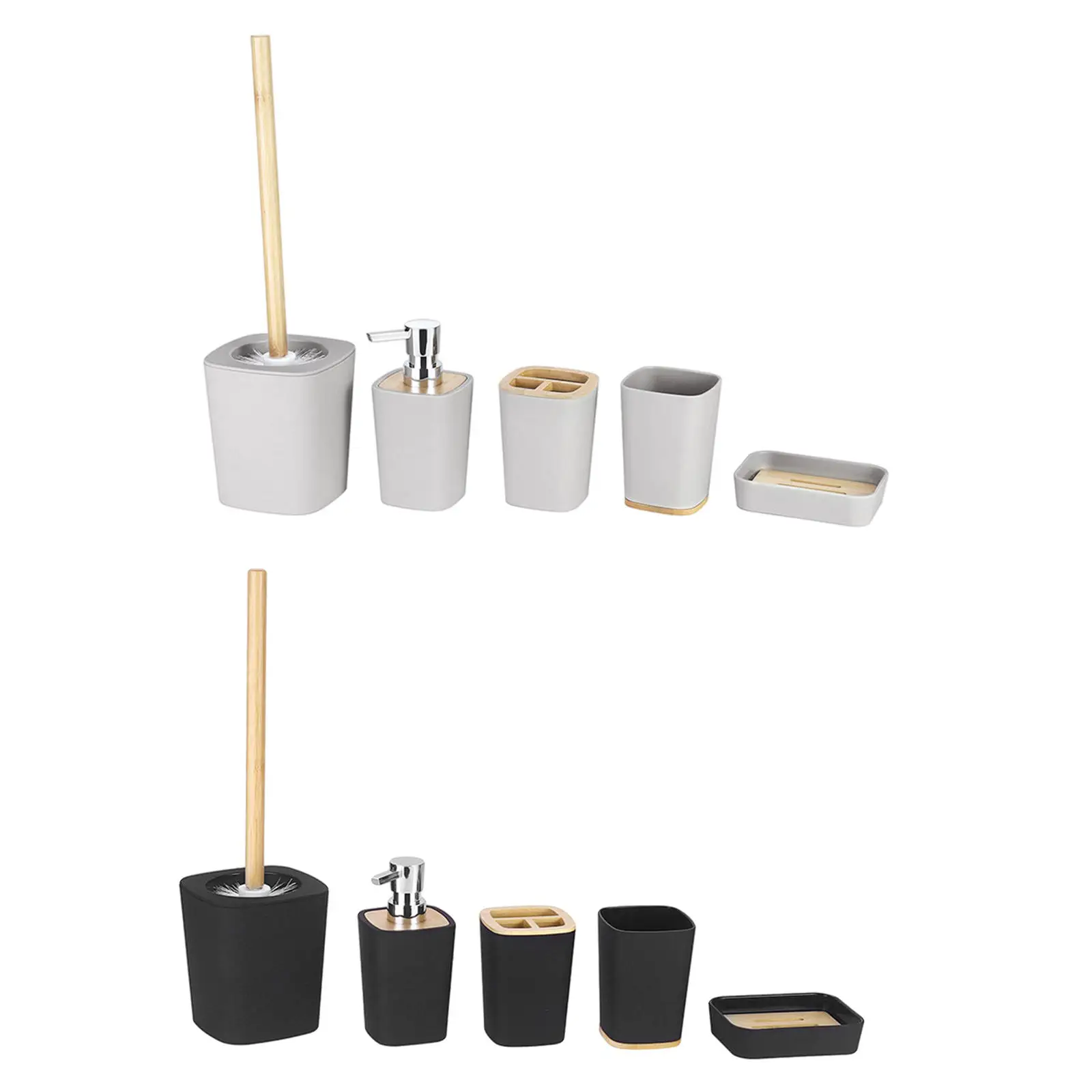 

5x Bathroom Accessories Set Toilet Brush with Holder Toothbrush Holder Soap Dish Household Sanitizer Bottle Toothbrush Cup