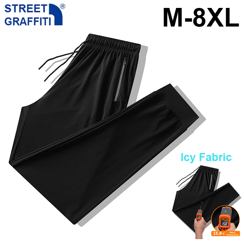 New Summer Men Pants Joggers Fitness Casual Quick Dry Sweatpants Pants Male Breathable Lightweight Tie Feet Elasticity Trousers