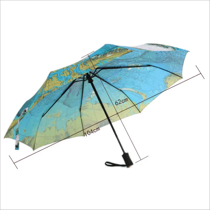 Автоматический Женский дождевой Зонт с 8 ребрами карта мира печатные зонты для