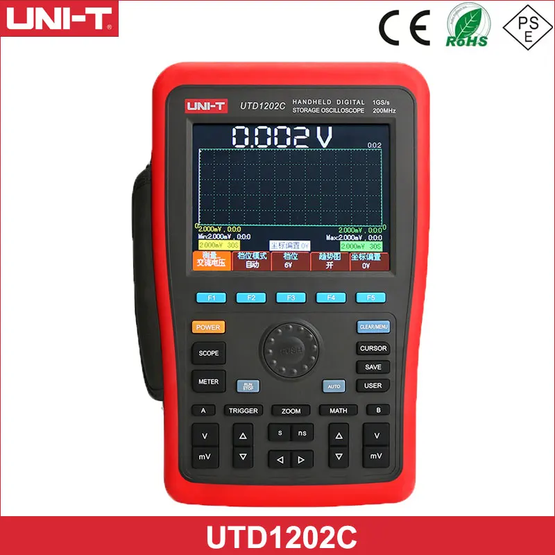 

UNI-T UTD1202C Handheld Digital Storage Oscilloscope 2-Channel / 200MHz Bandwidth / 1GS/s Sample Rate