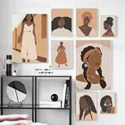 Абстрактные плакаты и принты в стиле бохо, африканская девушка, вьющиеся волосы, Картина на холсте, современный Декор для дома, для девочек, для спальни