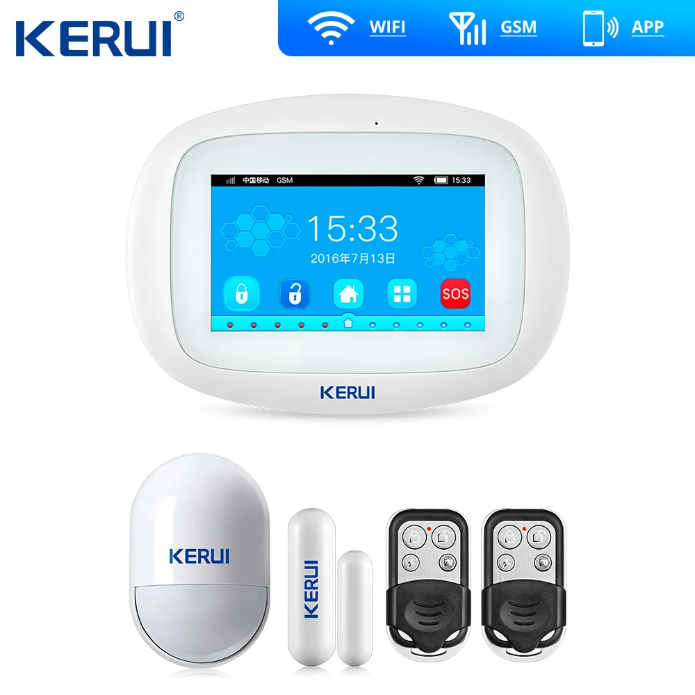 Система сигнализации Kerui K52 с большим сенсорным экраном Wi Fi GSM TFT дисплей домашняя
