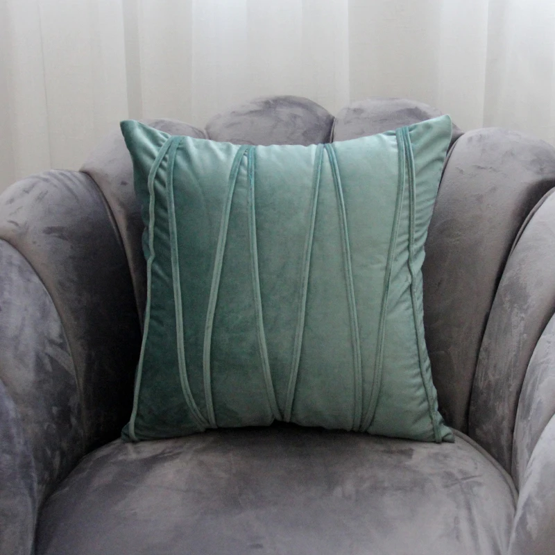 Простой бархатный плиссированный чехол для подушки 45x45 см|Наволочки| |