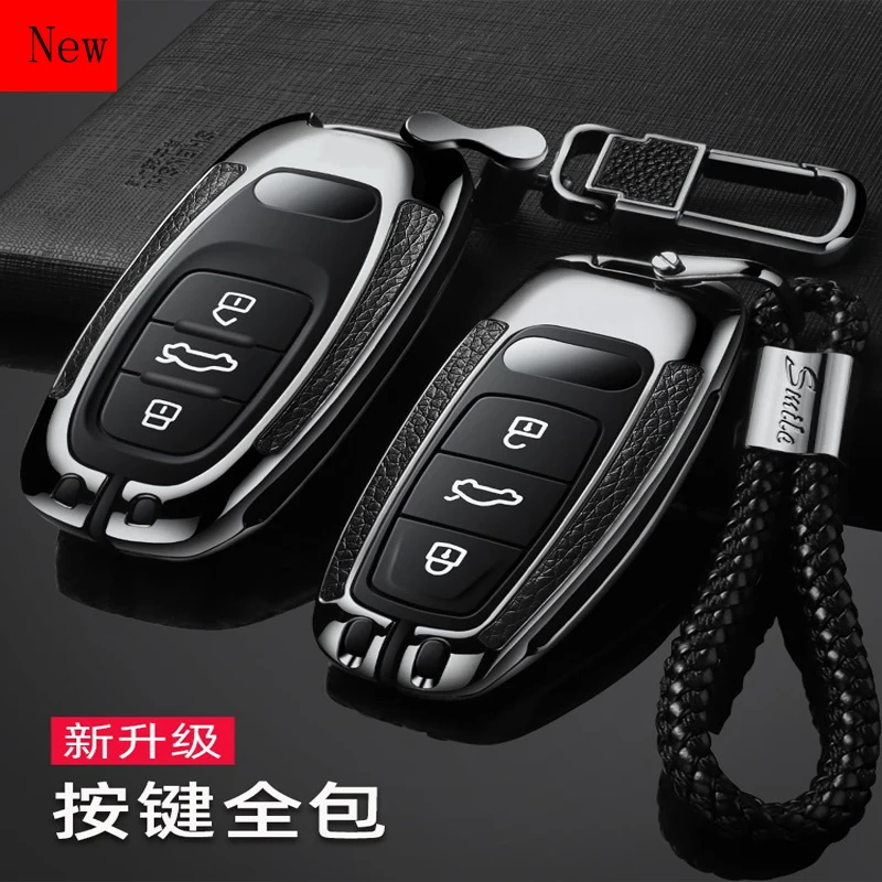 

High-Quality Galvanized Alloy Car Key Case Cover Key Chain Key Bag Shell Protector for Audi A8L A6L A6 A7 Car Accessories