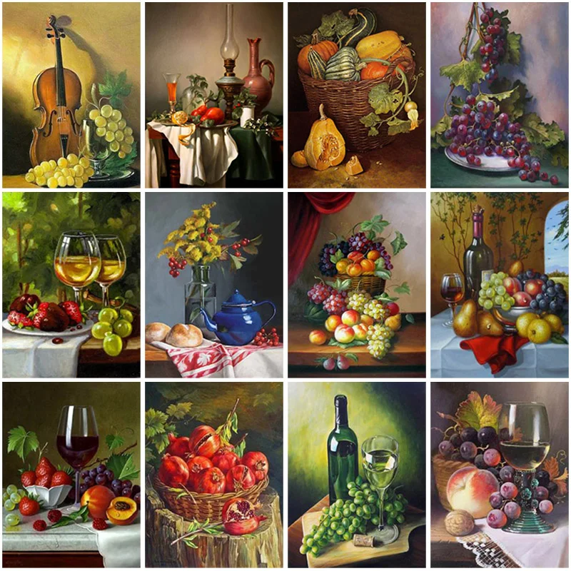 

DIY 5D Diamond Painting Full Square Resin Mosaic Diamond Embroidery Cross Stitch Kits Wall Art Colorful Fruit Dish Home Decor
