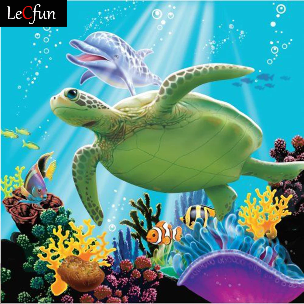 

LeCfun, морская черепаха, технические детали, сделай сам, 5D кристалл, стразы, краска по номерам, вышивка, искусство, рукоделие, подарок