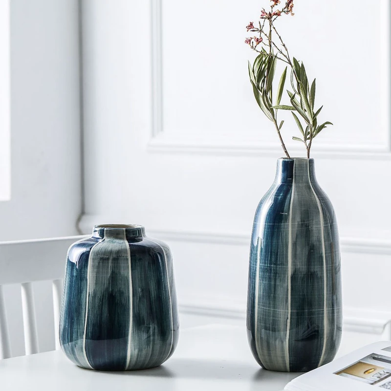 1 шт. синяя ваза для цветов Минималистичная керамическая посадки воды