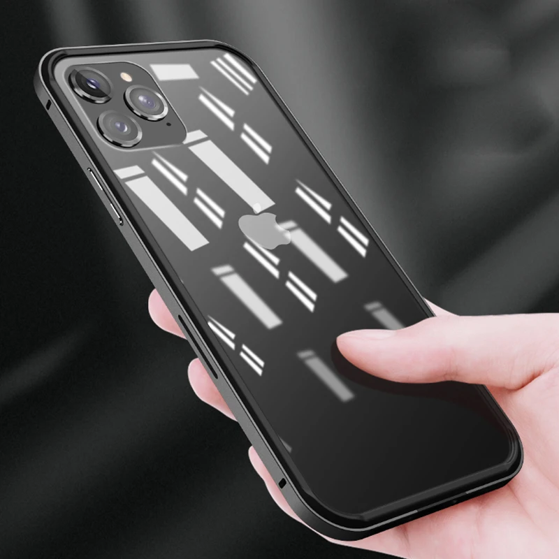 

For iPhone 12 Pro Case X-level Alloy Metal Luxury Shockproof Transparent PC Back Cover Case for iPhone 12 Pro Max Shell