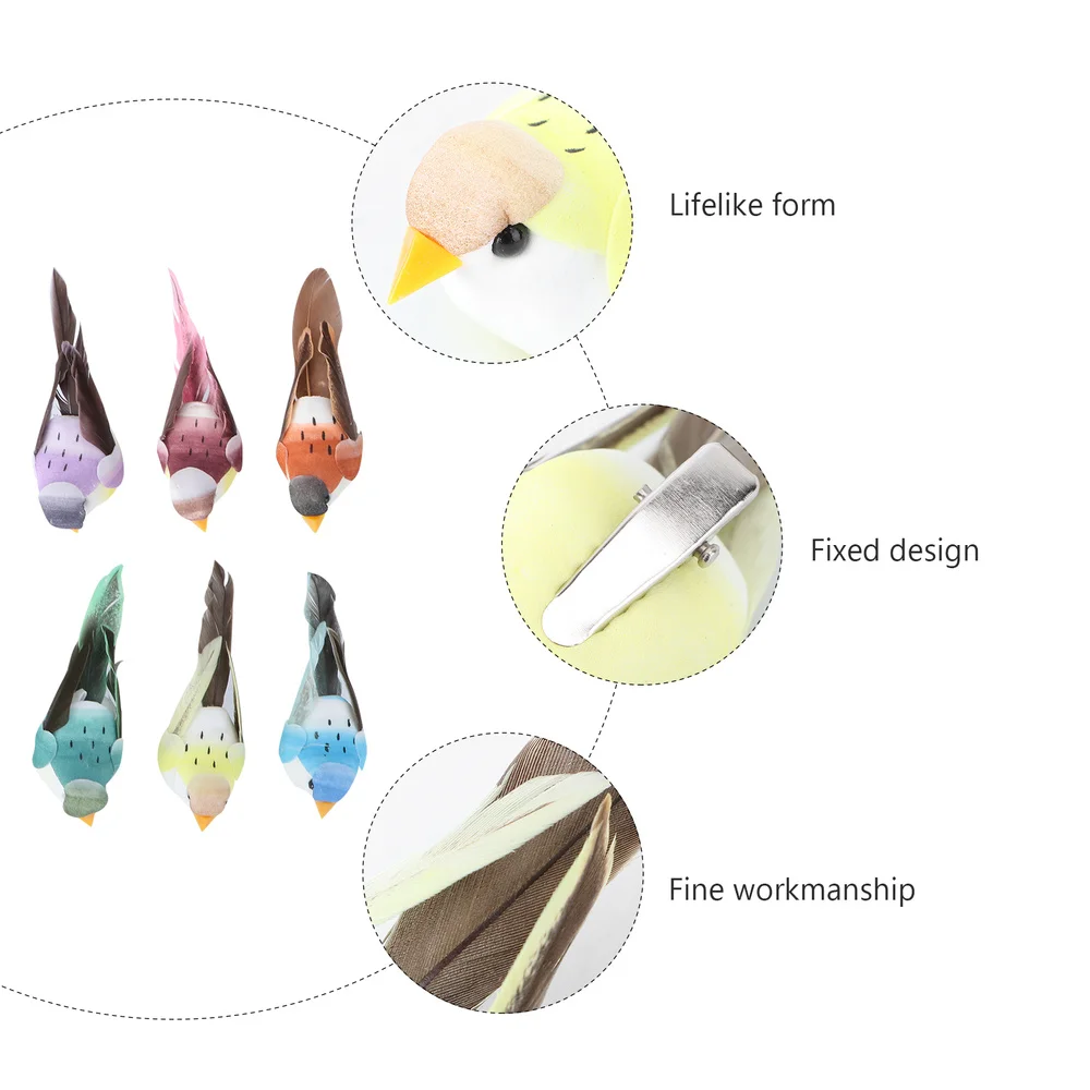 

12pcs Adorable Imitation Feather Bird Garden Bird Decor Garden Decoration