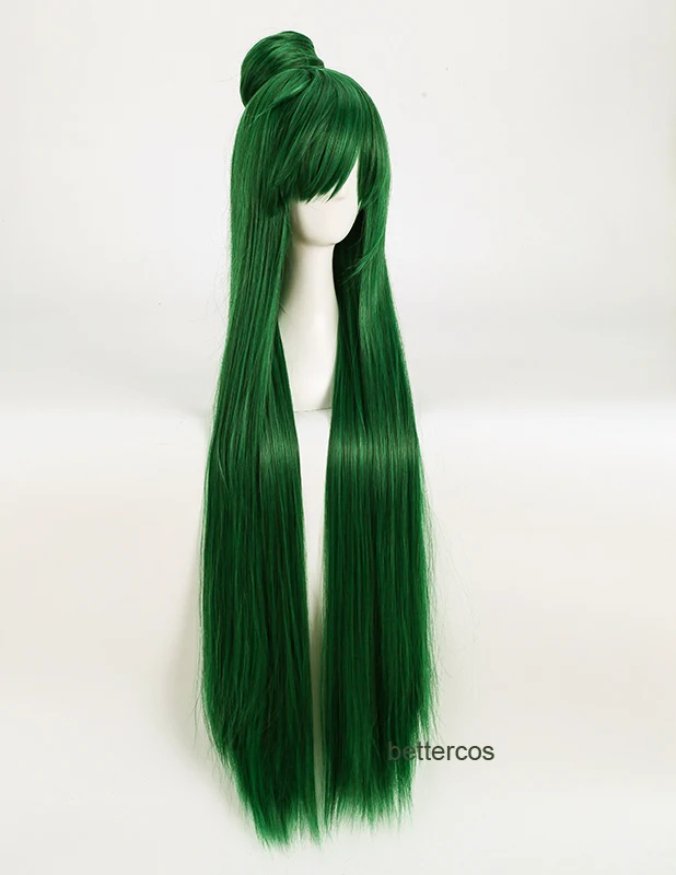 Парик для косплея Сейлор Плутон мэйоу сетсуна зеленые длинные волосы со съемной