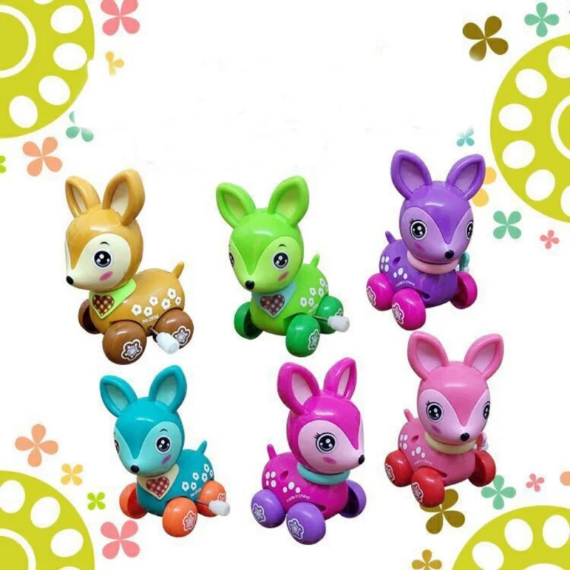 

Baby Kids Colorful Cartoon Animal Wind-Up Spring Classic Toy Mini Cute Deer Plastic Children Gift Random Color