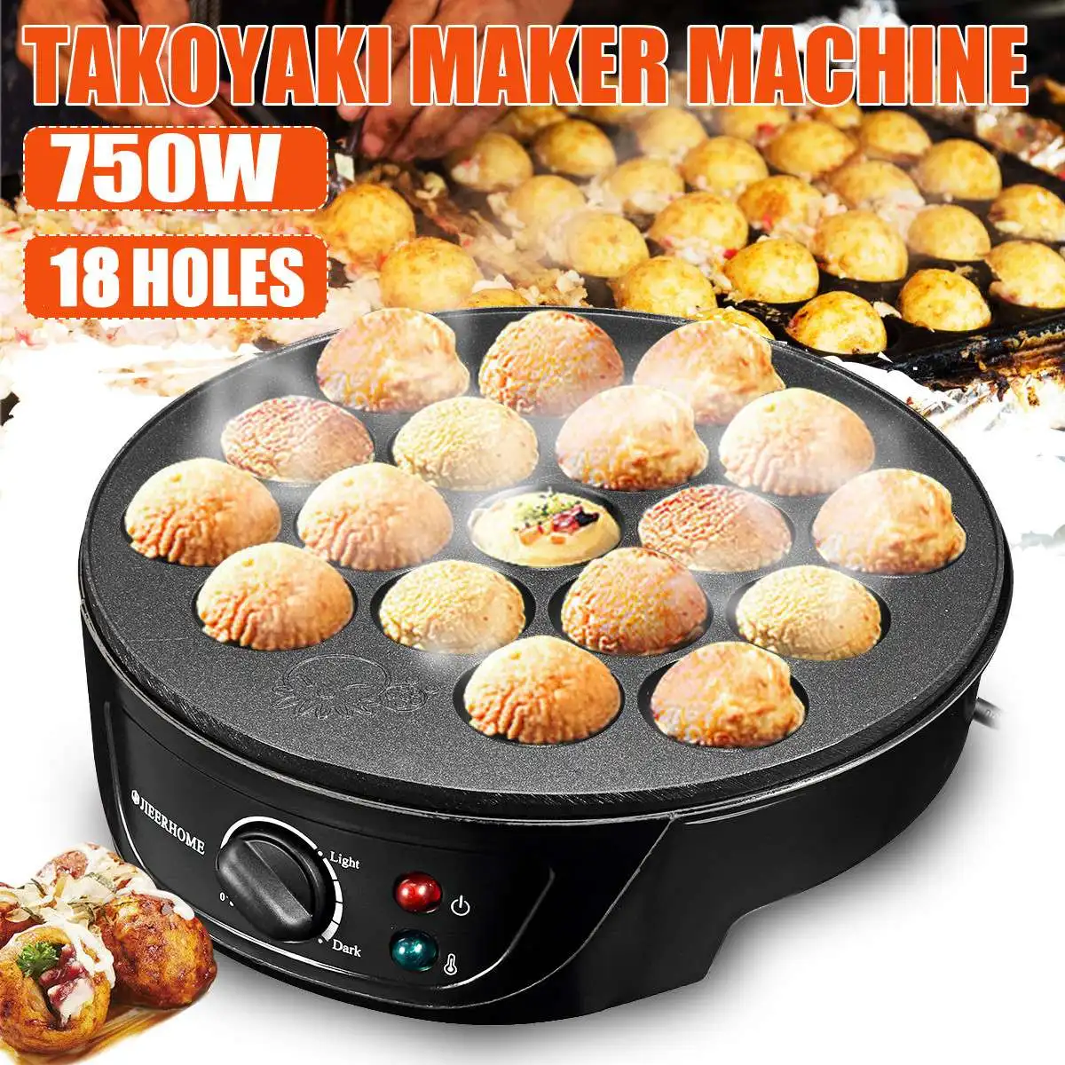 

750W 18 Holes Chibi Maruko Baking Machine Household Electric Takoyaki Maker Octopus Balls Grill Pan Professional Cooking Tools