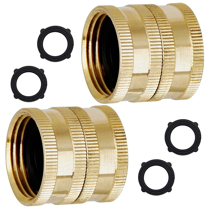 

3/4 Inch Heavy Duty Brass Garden Hose Adapter with Dual Swivel for Male Hose to Male Hose, Double Female